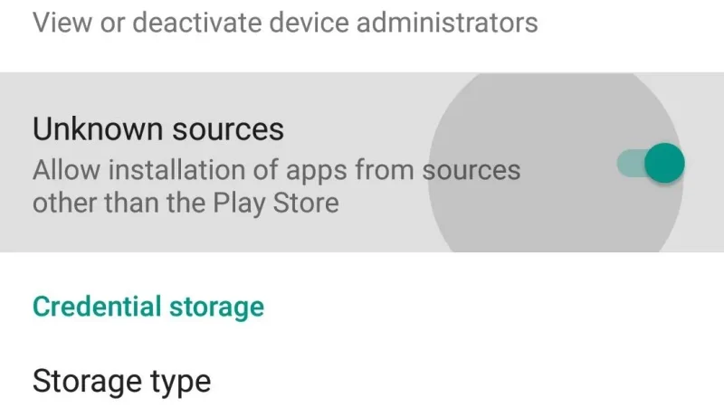 Android APK Unknown Sources Permission Toggle Screen